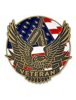PinMart Proudly Served Veteran Eagle Patriotic Enamel Lapel Pin