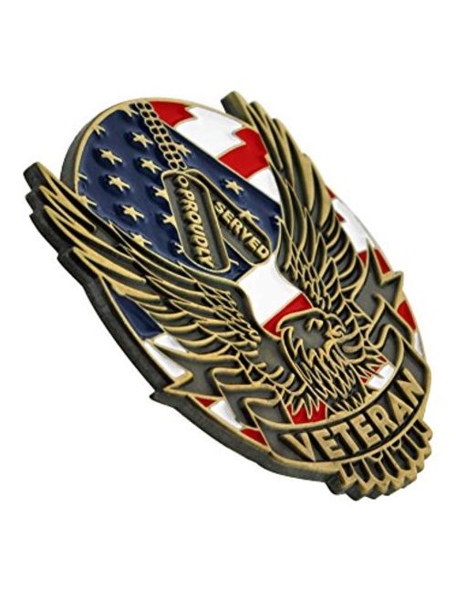 PinMart Proudly Served Veteran Eagle Patriotic Enamel Lapel Pin