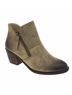 MVE Shoes Womens Stylish Pierre Dumas Pointed Toe Block Heek Cowboy Ankle Boot