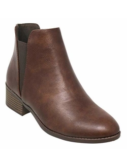 MVE Shoes Womens Stylish Pierre Dumas Pointed Toe Block Heek Cowboy Ankle Boot