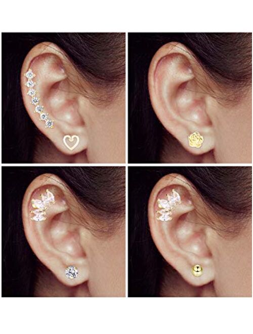 Blulu 6 Pairs Stainless Steel Tragus Cartilage Earrings Labret Studs Barbell Lip Nose Body Stud Piercing for Men Women Ornament