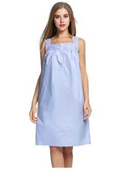 Women's Comfort Cotton Nightshirt Sleeveless Sleepwear Nightgowns S-XXL