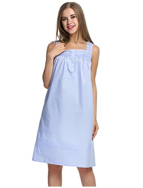 Hotouch Women's Comfort Cotton Nightshirt Sleeveless Sleepwear Nightgowns S-XXL