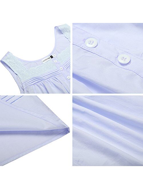 Hotouch Women's Comfort Cotton Nightshirt Sleeveless Sleepwear Nightgowns S-XXL