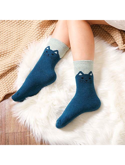 Velice Women's Winter Wool Warm Thickened Crew Socks 5 Pair