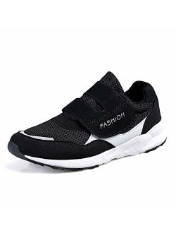 Leader Show Women's Elderly Casual Comfort Walking Shoe Safety Flats Non-Slip Hook & Loop Sneakers