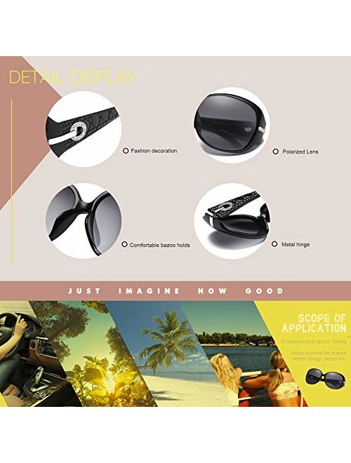 Duco Women's Shades Classic Oversized Polarized Sunglasses 100% UV Protection 6214