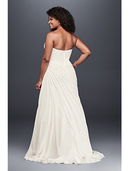 David's Bridal Crinkle Chiffon Draped Plus Size Wedding Dress Style 9V3540