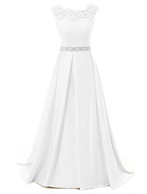 Wedding Dress for Bride Lace Bride Dresses Backless Wedding Gown with Crystal Sash A line