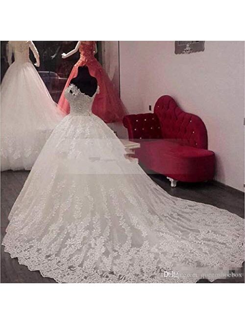 Fanciest Women's Lace Wedding Dresses for Bride 2020 Ball Gowns White