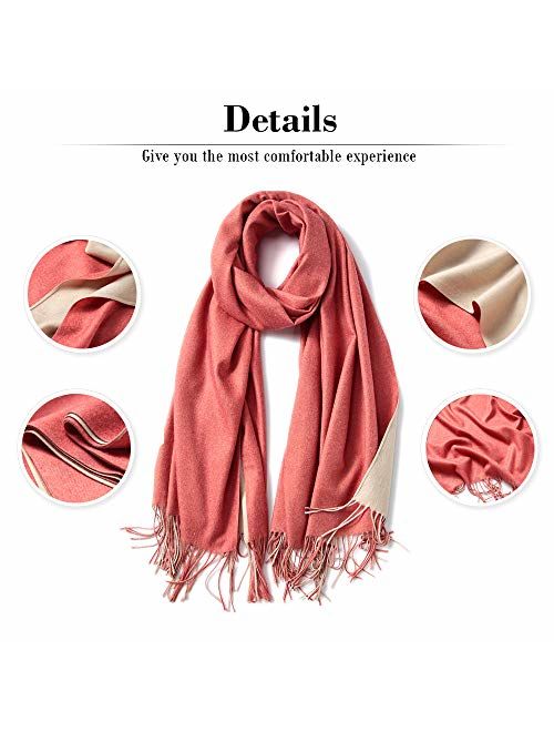 FORTREE Cashmere Feel Scarf - Lightweight Scarfs for Women, Large Soft 2 Tone Shawls and Wraps (10 Colors Available)