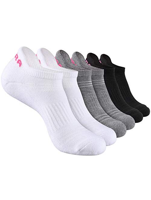 LITERRA Womens Ankle Socks Low Cut Athletic Sports Running Cushioned Tab Socks 6 Pack