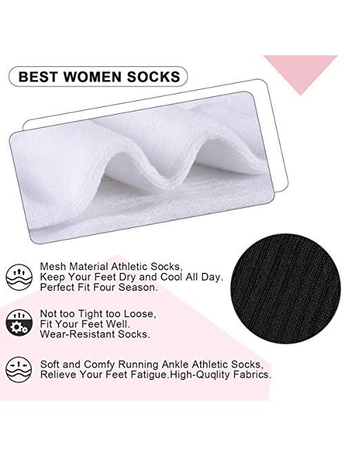 LITERRA Womens Ankle Socks Low Cut Athletic Sports Running Cushioned Tab Socks 6 Pack