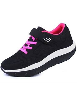 Women's Platform Wedges Tennis Walking Sneakers Comfortable Lightweight Casual Fitness Shoes