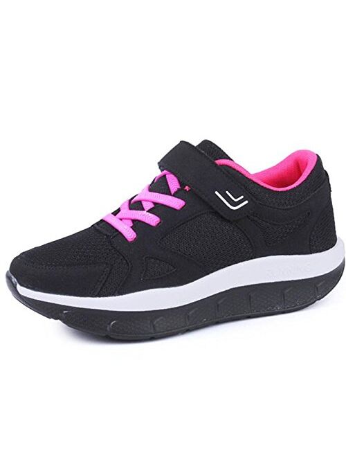 DADAWEN Women's Platform Wedges Tennis Walking Sneakers Comfortable Lightweight Casual Fitness Shoes