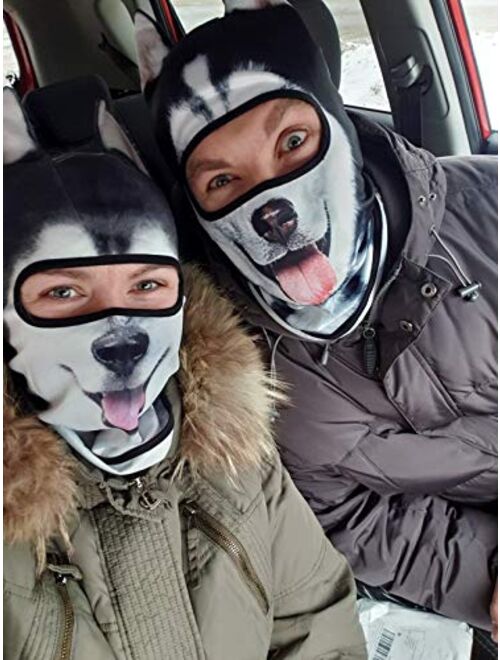 WTACTFUL 3D Animal Neck Gaiter Warmer Windproof Face Mask Scarf for Ski Halloween Costume