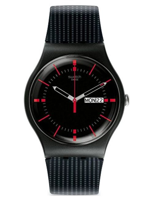 Swatch Unisex SUOB714 Originals Black Watch with Patterned Band