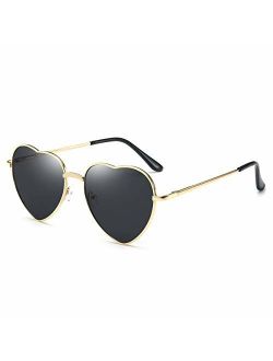 Heart Sunglasses Thin Metal Frame Lovely Heart Style for Women