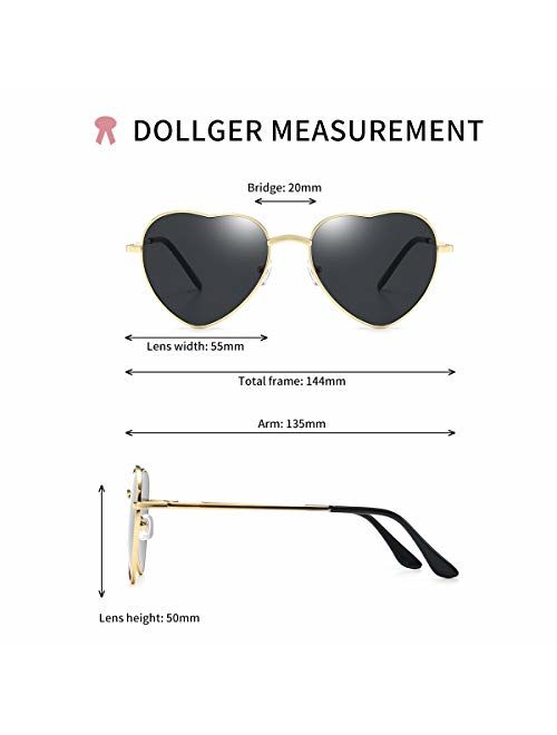 Dollger Heart Sunglasses Thin Metal Frame Lovely Heart Style for Women