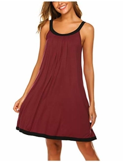 Wide Strap Chemise Full Slip Nightgowns Women Summer Sleeveless Sleepwear Plain Dress