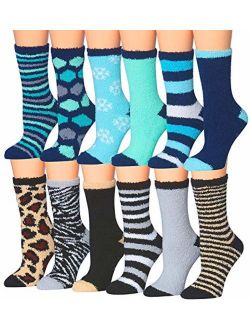 Tipi Toe Women's 12-Pairs Soft Fuzzy Anti-Skid Crew Socks