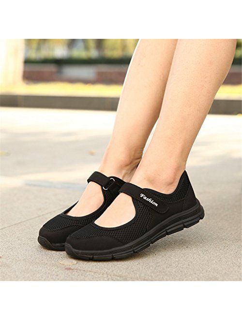 CHOKNESS Women's Casual Walking Sneakers Lightweight Breathable Flat Mary Jane Shoes