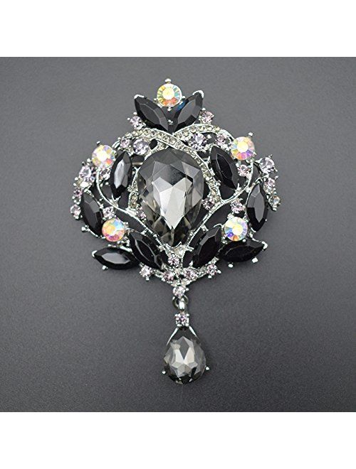 Yilanair Wedding Bridal Big Crystal Rhinestone Bouquet Brooch Pin for Women