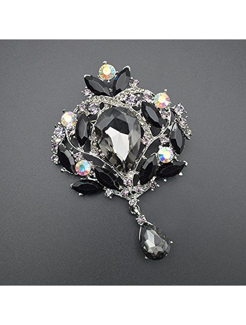 Yilanair Wedding Bridal Big Crystal Rhinestone Bouquet Brooch Pin for Women