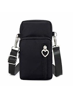 Horscrite Phone Bag Purse Wallet Crossbody Bag Lightweight Roomy Pockets Smartphone Sports Armband Bag For Men and Women, Black, 7 Inch