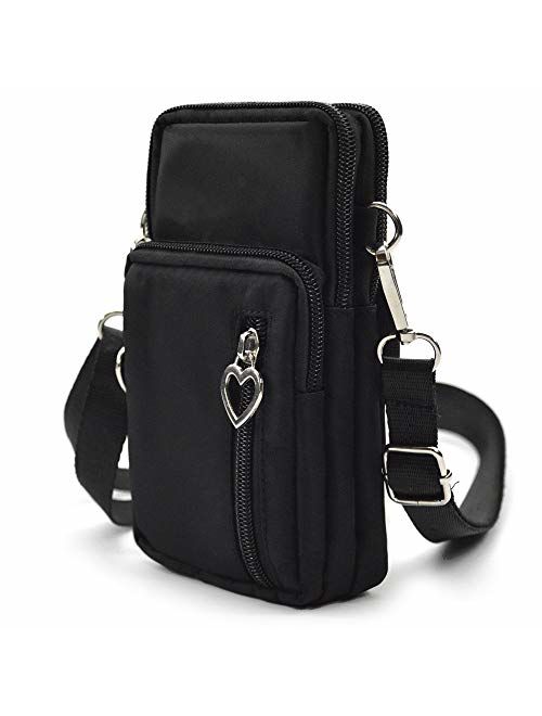 Horscrite Phone Bag Purse Wallet Crossbody Bag Lightweight Roomy Pockets Smartphone Sports Armband Bag For Men and Women, Black, 7 Inch