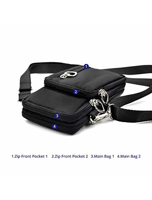 Horscrite Phone Bag Purse Wallet Crossbody Bag Lightweight Roomy Pockets Smartphone Sports Armband Bag For Men and Women, Black, 7 Inch