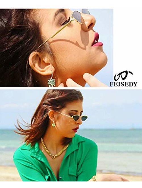 FEISEDY Fashion Designer Sunglasses Retro Small Petals Shape Arc Temple Design B2298