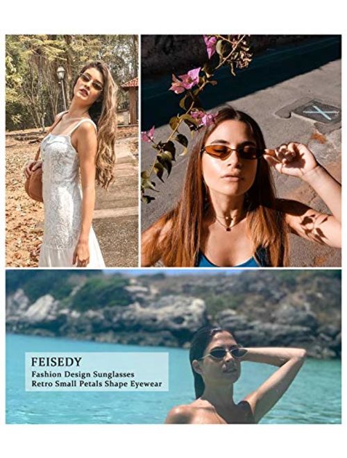 FEISEDY Fashion Designer Sunglasses Retro Small Petals Shape Arc Temple Design B2298