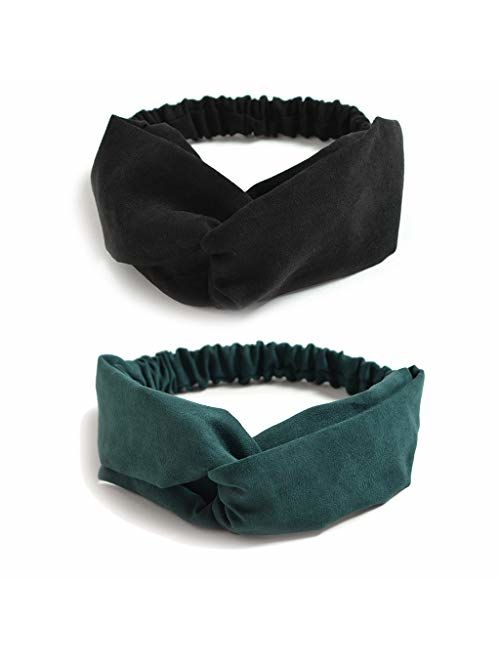 10 Pack Women's Headbands Boho Flower Printing Twisted Criss Cross Elastic Hair Band Accessories