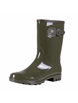 Evshine Women's Mid Calf Rain Boots Waterproof Garden Shoes