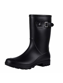 Evshine Women's Mid Calf Rain Boots Waterproof Garden Shoes