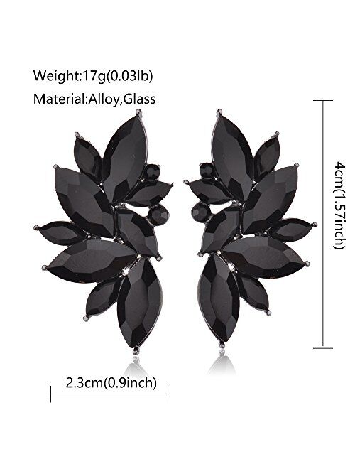 Cluster Crystal Teardrop Flower Design Stud Earrings Fine Jewelry for Women Valentines Day Gifts for Her