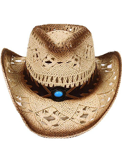 Livingston Men & Women's Woven Straw Cowboy Hat w/Hat Band