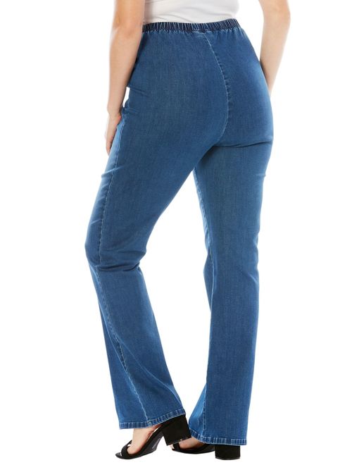 Roaman's Denim 24/7 Plus Size Petite Bootcut Pull-on Stretch Jean