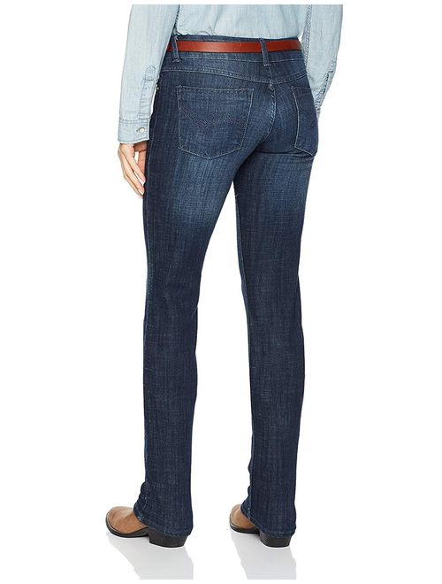 wrangler women's dark wash stretch denim jeans straight leg - 09mwtds