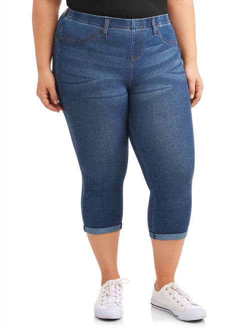 Buy Terra & Sky Women's Plus Size Pull on 2 Pocket Stretch Jegging Capri  online