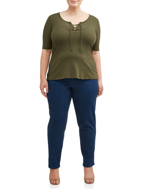 Just My Size Women's Plus-Size Pull-on Stretch Woven Pants, Also in Petite