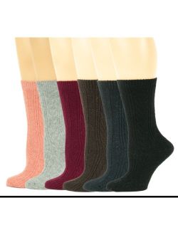 Sumona 6 Pairs Cable Knit Winter Assorted Color Boot Socks 9-11