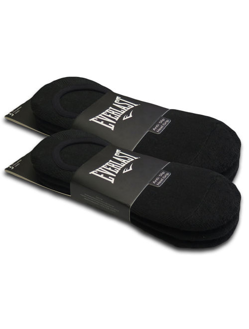 Everlast Women's Cushion Sweat-absorbent Breathable Soft Athletic No Show Socks with Anti-Slip Heel Grip (Black)