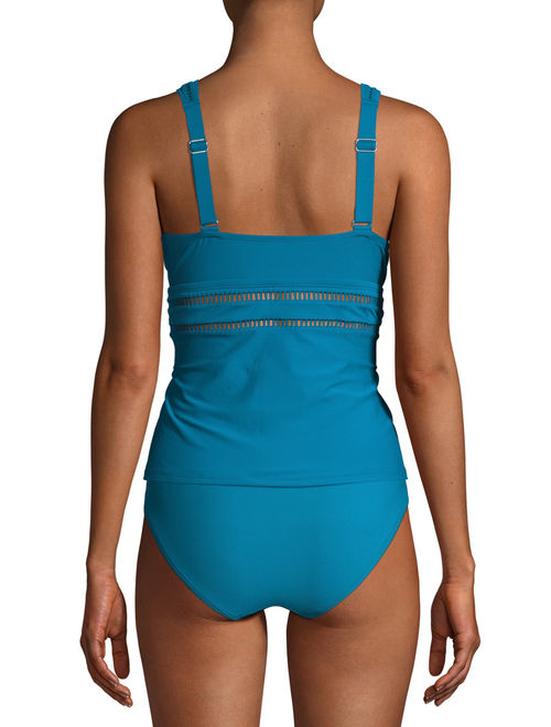 Time and Tru Women's Odes Sea Solid Tankini Swimsuit Top
