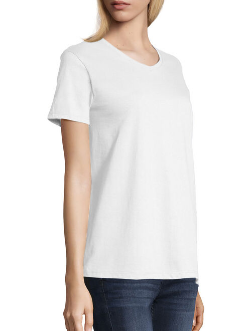 Hanes Women's Relaxed Fit Tagless ComfortSoft Short Sleeve V-neck T-Shirt