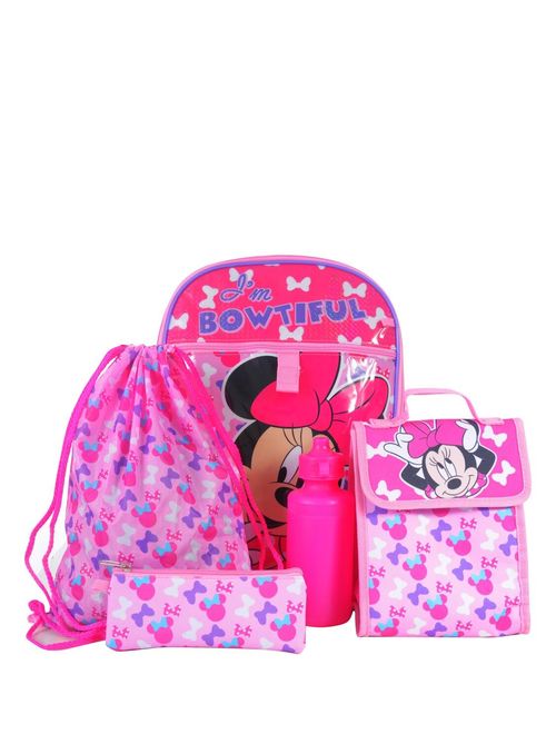 DISNEY GIRLS' MINNIE MOUSE 5-PIECE BACKPACK SET