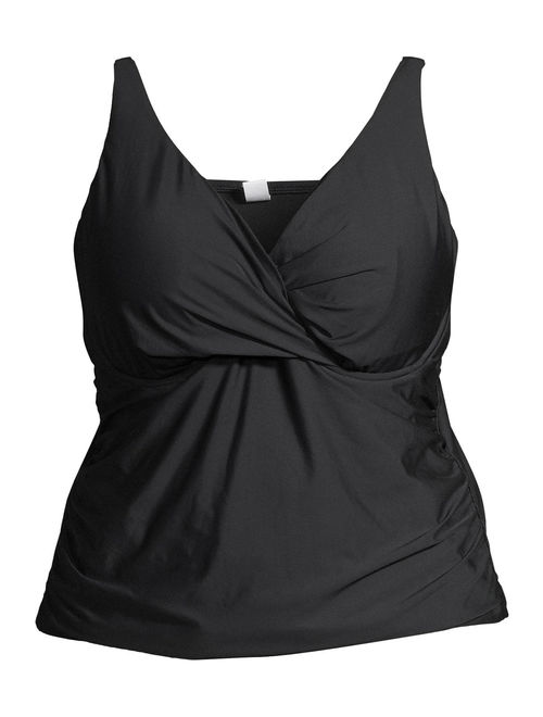 Buy Time and Tru Women's Plus Size Twist Front Solid Tankini Swimsuit ...
