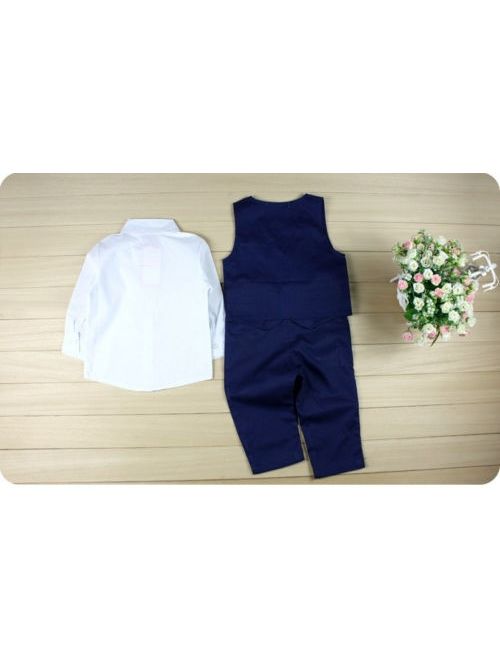 Canis Fashion New Baby Kids Boys Suit Tops Shirt Waistcoat Tie Pants Formal Flower Boys 4PCS Outfits Clothes
