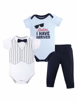 Baby Boy Short Sleeve Bodysuits and Pant 3pc Outfit Set